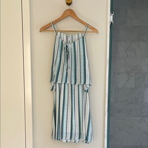 Splendid Blue and White Striped Tiered Dress